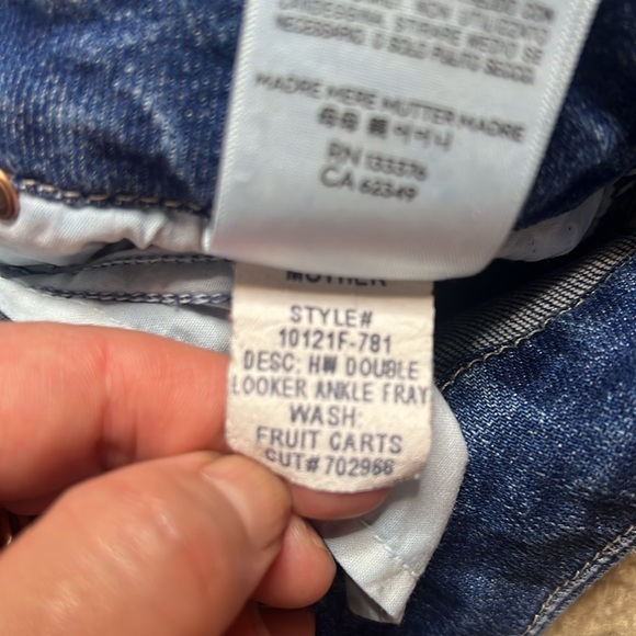 MOTHER High Waisted Double Looker Ankle Fray Embroidery Jeans Fruit Cart… - Picture 8 of 16